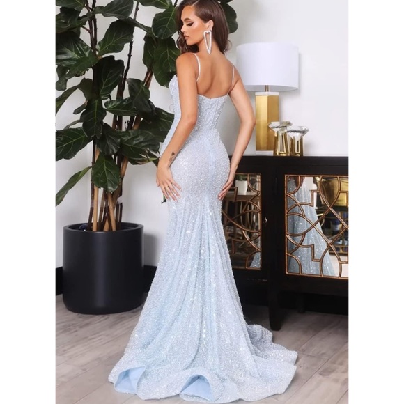 Women’s long sequin dress with corset style top - Picture 6 of 8